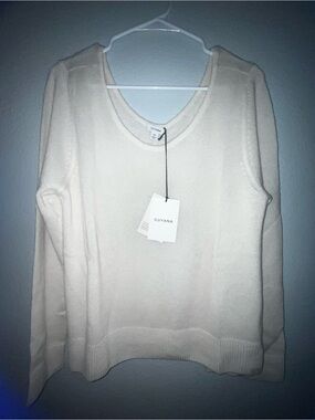 Cuyana Cream Cashmere-Silk Crewneck Sweater